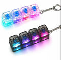 Keyboard Fidget Keychain with LED Lights mechanical keyboard with Removable Battery 4-in-1 Stress Relief Clicker Toy Keyboard Button
