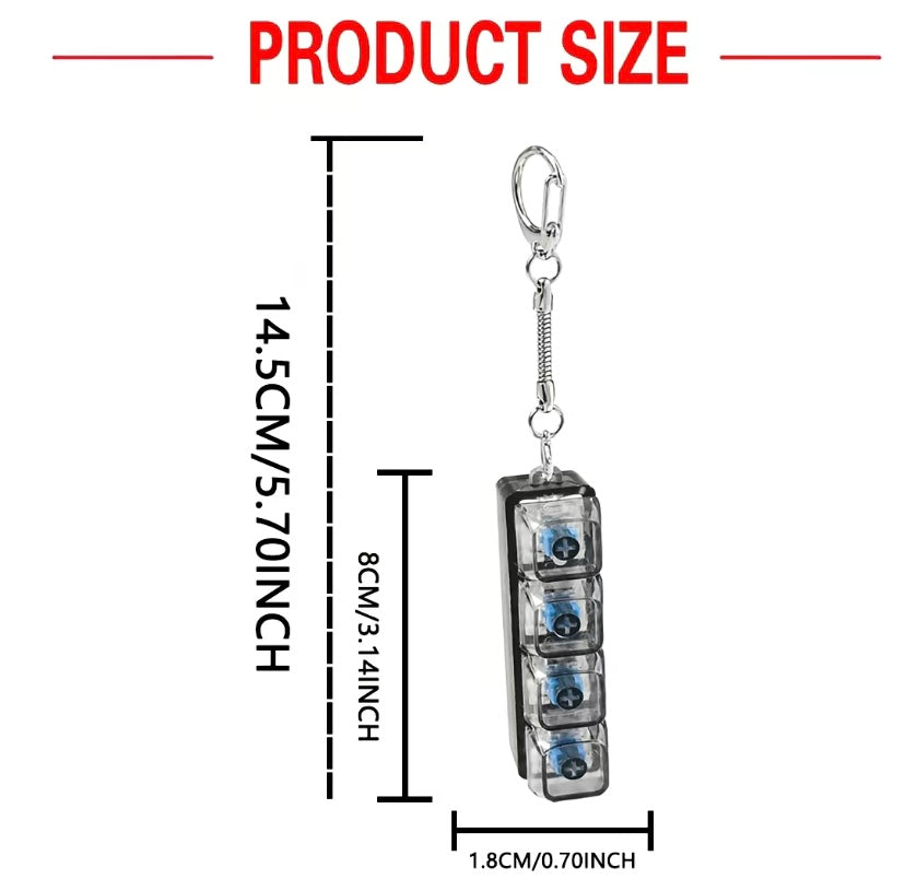 Keyboard Fidget Keychain with LED Lights mechanical keyboard with Removable Battery 4-in-1 Stress Relief Clicker Toy Keyboard Button
